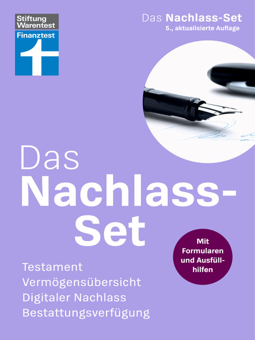 Titeldetails für Das Nachlass-Set – die wichtigsten Fragen zum Thema Nachlass einfach erklärt, mit Steuerspartipps, Formularen und Ausfüllhilfen nach Stiftung Warentest - Verfügbar
